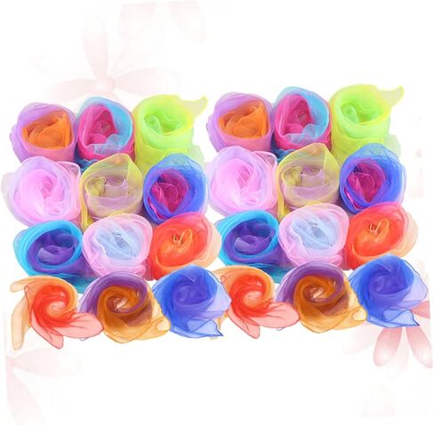 24pcs تدرج اللون الأوشحة للرقص لأداء شعوذة ألوان عشوائية شاش ناعمة للديكور وأنشطة ممتع in Saudi Arabia