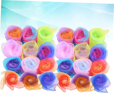 24pcs تدرج اللون الأوشحة للرقص لأداء شعوذة ألوان عشوائية شاش ناعمة للديكور وأنشطة ممتع in Saudi Arabia