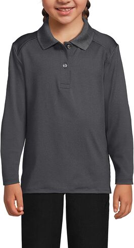 Lands' End School Uniform Girls Long Sleeve Feminine Fit Rapid Dry Polo Shirt in Kuwait