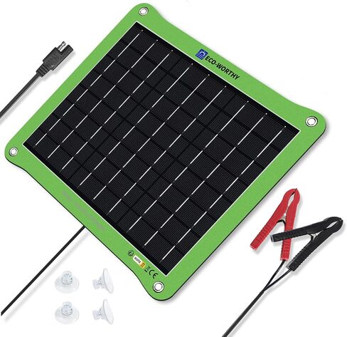 ECO-WORTHY Upgraded 7.5W Solar Car Battery Charger Maintainer 12V Waterproof Solar Panel Portable Solar Trickle Charger for Car Truck Boat Lawn Mower RV Trailer Tractor ATV Utility Vehicle Battery in Saudi Arabia