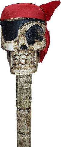 Halloween Skull Head Cane Stick Pirate Day of The Dead Home Décor Indoor Outdoor Garden Hand Carved Wood 40 Inches (Checkered) in Saudi Arabia