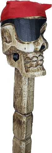 Halloween Skull Head Cane Stick Pirate Day of The Dead Home Décor Indoor Outdoor Garden Hand Carved Wood 40 Inches (Checkered) in Saudi Arabia