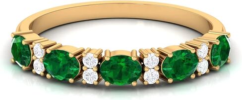 مختبر معتمد نمت الزمرد نصف الأبدية ، جودة AAAA ، حلقة الذكرى السنوية Emerald Diamond - هدية للنساء in Kuwait