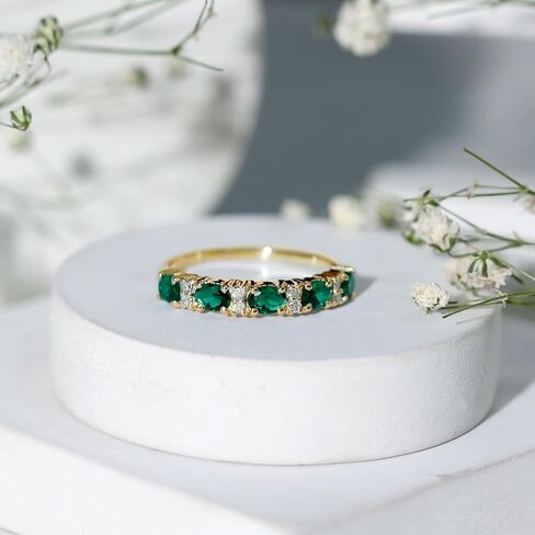 مختبر معتمد نمت الزمرد نصف الأبدية ، جودة AAAA ، حلقة الذكرى السنوية Emerald Diamond - هدية للنساء in Kuwait