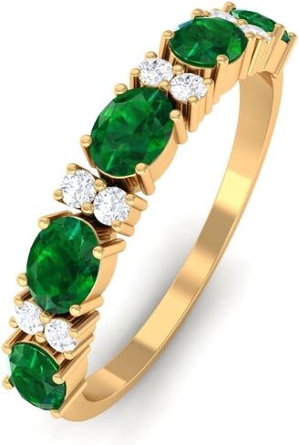مختبر معتمد نمت الزمرد نصف الأبدية ، جودة AAAA ، حلقة الذكرى السنوية Emerald Diamond - هدية للنساء in Kuwait