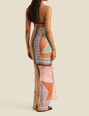 Fiona Jolin Women's Sarong Pareo Cotton Beach Coverups Lightweight Wrap Skirt Boho Printed Bikini Cover Up Long in Kuwait