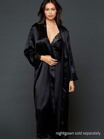 Women's Silk Robe, Petite, Embroidered Trim, Glamorous Bell Sleeves, Lingerie, Beautiful Gift Packaging in Saudi Arabia