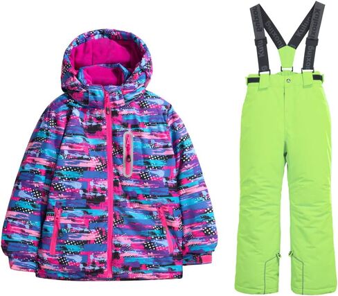 Girls Fashion Waterproof Windproof Ski Jacket Heavyweight 2 Pc Printed Snowsuit with Pants in Kuwait