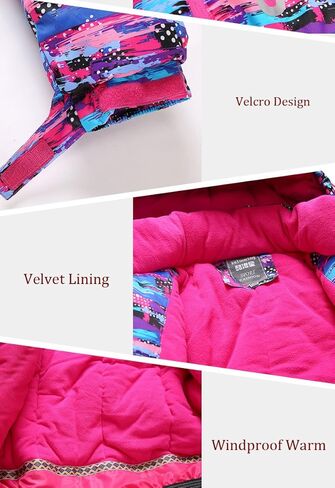 Girls Fashion Waterproof Windproof Ski Jacket Heavyweight 2 Pc Printed Snowsuit with Pants in Kuwait
