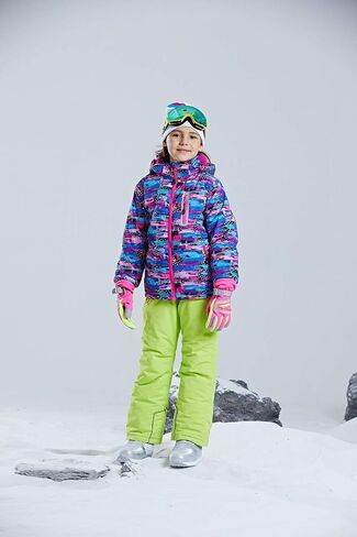 Girls Fashion Waterproof Windproof Ski Jacket Heavyweight 2 Pc Printed Snowsuit with Pants in Kuwait