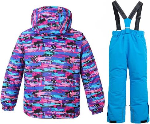 Girls Fashion Waterproof Windproof Ski Jacket Heavyweight 2 Pc Printed Snowsuit with Pants in Kuwait