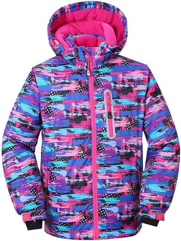 Girls Fashion Waterproof Windproof Ski Jacket Heavyweight 2 Pc Printed Snowsuit with Pants in Kuwait