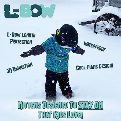 L-Bow Kids Mittens + Flame Style for Kids Mittens Back to School + Waterproof Stay On Design in Saudi Arabia