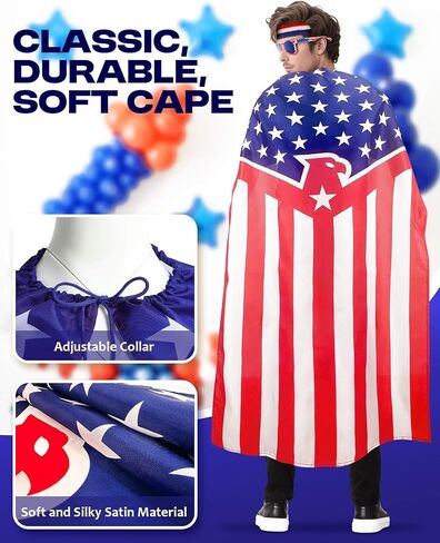 Cape American Flag Case ، نظارة شمسية ، عصابة رأس وملصقات الوشم الوطنية المحددة ليوم الاستقلال الرابع من يوليو in Kuwait