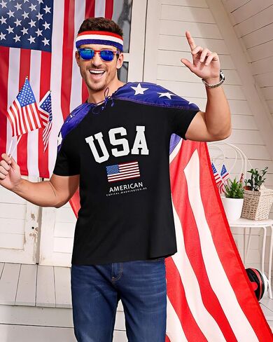Cape American Flag Case ، نظارة شمسية ، عصابة رأس وملصقات الوشم الوطنية المحددة ليوم الاستقلال الرابع من يوليو in Kuwait