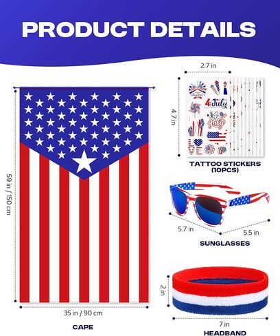 Cape American Flag Case ، ونظارات شمسية ، و Bandana وملصقات الوشم الوطنية المقدمة في الرابع من يوليو والأحداث الوطنية in Kuwait
