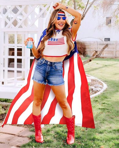 Cape American Flag Case ، ونظارات شمسية ، و Bandana وملصقات الوشم الوطنية المقدمة في الرابع من يوليو والأحداث الوطنية in Kuwait