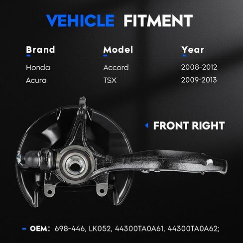 Front Left Side Steering Knuckle & Wheel Bearing Hub Assembly Compatible with Honda Accord 2008-2012, Acura TSX 2009-2014, Replace for 698-447 in Saudi Arabia