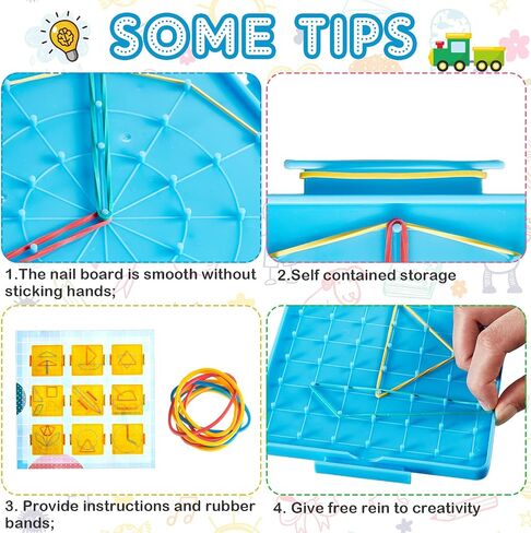 12 Pcs Double Sided Geoboard Mathematical Geoboards with Rubber Bands Math Manipulatives Toy for Geometry, 6.9 x 6.3 Inches in Saudi Arabia