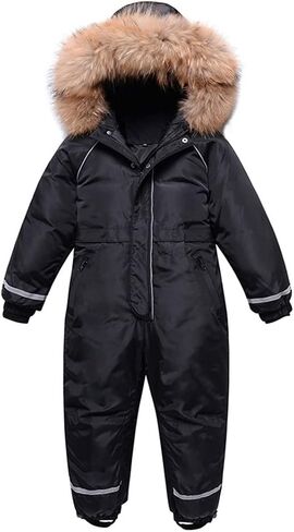 Girls Fur Thick Jumpsuit 3-10 Years Kids Overalls Children Ski Suit Snow Wear Snowsuit in Kuwait