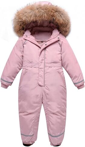 Girls Fur Thick Jumpsuit 3-10 Years Kids Overalls Children Ski Suit Snow Wear Snowsuit in Kuwait