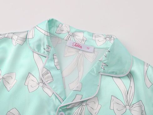 Tebbis Satin Pajamas for Girls-Cute Pink Silky Short-Sleeved Set with Adorable Puppy Prints Size 6/7-16 in Saudi Arabia