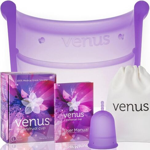 Venus Menstrual Cup (Period Cup for Women) - Best for Heavy Flow - 12 Hours Leak-Free Protection - 100% Medical-Grade Silicone Reusable Cup - Unique Design to Ease Your Period Cycle | Large in Saudi Arabia