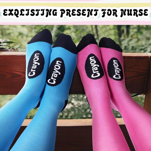 Suhine 12pcs Crayon Socks Bulk Group Family Halloween Costumes for Adults Colorful Striped High Neon Socks for Women Teacher in Saudi Arabia