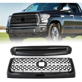 2 Pcs Front Honeycomb Bumper Grille and Grille Trim Compatible with 2014-2021 Toyota Tundra 53101-0C041 76180-0C030 (Matte Black, 2014-2020) in Kuwait