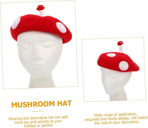 Adorable Mushroom Hat Cosplay Accessory Wool Beret for Lightweight and Comfortable for Parties Costumes and Everyday Wear in Kuwait