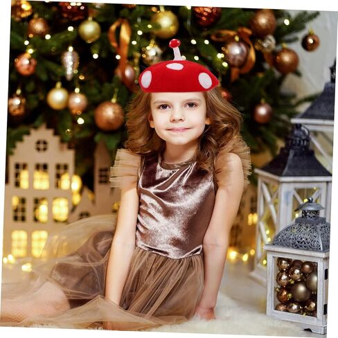 Adorable Mushroom Hat Cosplay Accessory Wool Beret for Lightweight and Comfortable for Parties Costumes and Everyday Wear in Kuwait