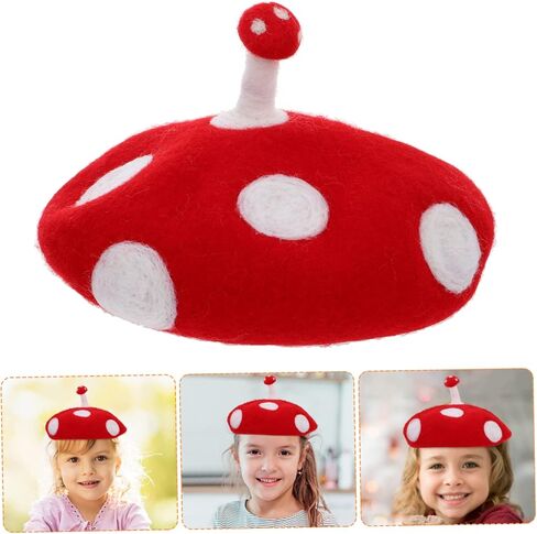 Adorable Mushroom Hat Cosplay Accessory Wool Beret for Lightweight and Comfortable for Parties Costumes and Everyday Wear in Kuwait