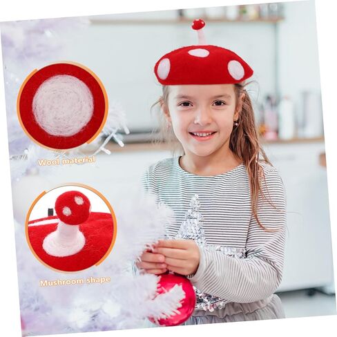 Adorable Mushroom Hat Cosplay Accessory Wool Beret for Lightweight and Comfortable for Parties Costumes and Everyday Wear in Kuwait