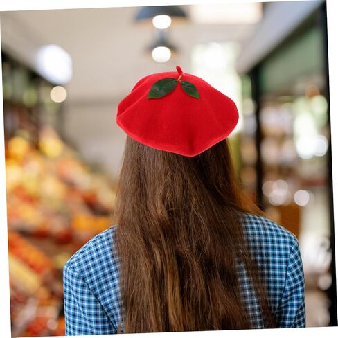 Performing Beret Hat for Women Stylish Fruit Design Knitted Beanie Cap for Parties Performances and Travel Eye Catching Strawberry Hat for Any Occasion in Saudi Arabia