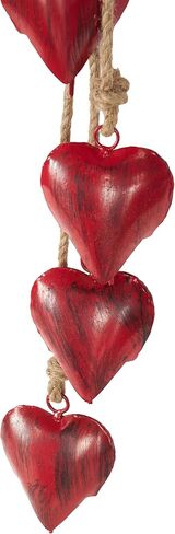 Deco 79 Metal Heart Indoor Outdoor Disporative Cow Bells Tibetan Bell Bell مع 6 أجراس على الحبل المعلق Jute ، Bell 4 "× 2" × 35 "، أحمر in Saudi Arabia