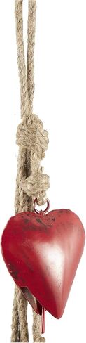 Deco 79 Metal Heart Indoor Outdoor Disporative Cow Bells Tibetan Bell Bell مع 6 أجراس على الحبل المعلق Jute ، Bell 4 "× 2" × 35 "، أحمر in Saudi Arabia