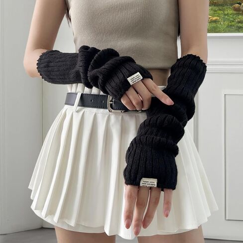 Arm Warmers Fashion Arm Sleeves Thumb Hole Wrist Warmer Long Fingerless Gloves in Saudi Arabia
