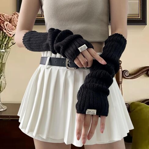 Arm Warmers Fashion Arm Sleeves Thumb Hole Wrist Warmer Long Fingerless Gloves in Saudi Arabia