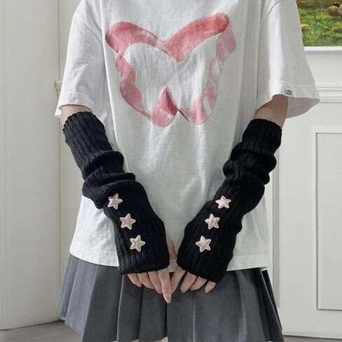 Arm Warmers Fashion Arm Sleeves Thumb Hole Wrist Warmer Long Fingerless Gloves in Saudi Arabia