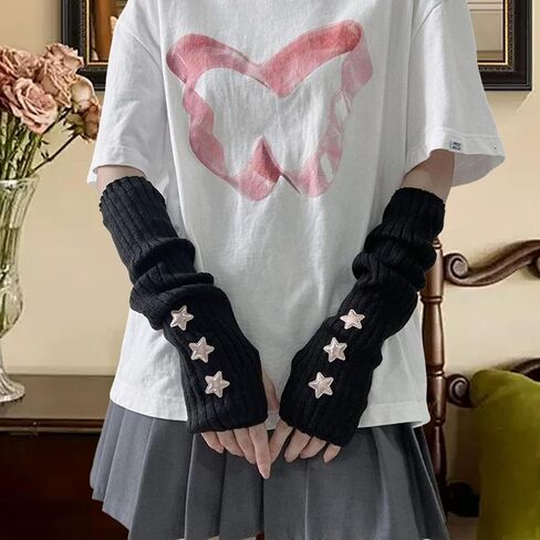 Arm Warmers Fashion Arm Sleeves Thumb Hole Wrist Warmer Long Fingerless Gloves in Saudi Arabia