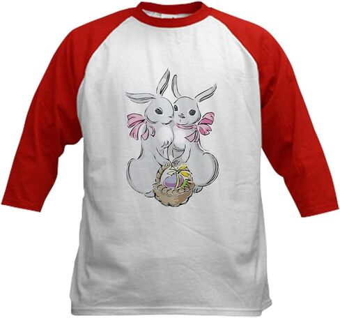 Cafepress Easter Rabbits Kids Baseball Jersey Kids Cotton Baseball Jersey ، 3/4 Raglan Sleeve Shirt in Saudi Arabia