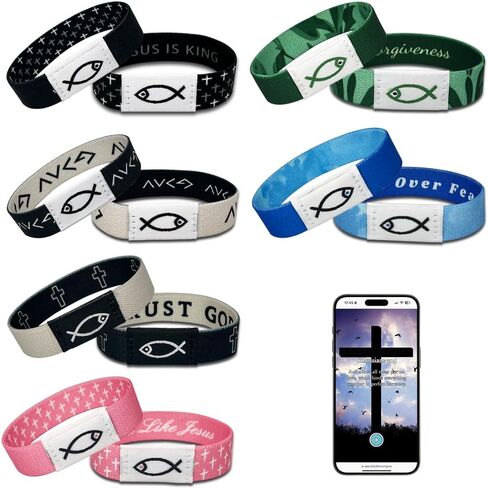 6pcs أساور الآية اليومية للكتاب المقدس ، سوار يسوع المسيحي مع مسح NFC ، آيات الكتاب المقدس سوار يمكن ارتداؤه ، سوار مسيحي مرن للنساء الرجال المراهقين الهدايا in Kuwait