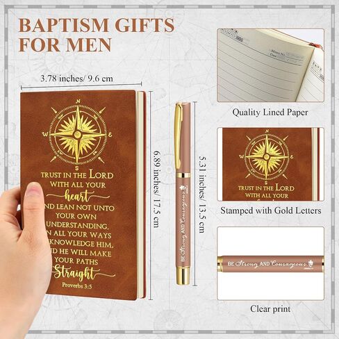4 Pcs Christian with Inspirational Religious Pens Bible Verse Notebooks Engraved Compass Church Gifts for Men Dad Priests Ministers Christian Gifts Religious Party Favor in Saudi Arabia