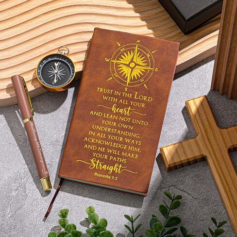 4 Pcs Christian with Inspirational Religious Pens Bible Verse Notebooks Engraved Compass Church Gifts for Men Dad Priests Ministers Christian Gifts Religious Party Favor in Saudi Arabia