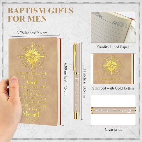 4 Pcs Christian with Inspirational Religious Pens Bible Verse Notebooks Engraved Compass Church Gifts for Men Dad Priests Ministers Christian Gifts Religious Party Favor in Saudi Arabia
