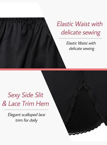Lovasy Half Slips for Women Silk Underskirt Anti-Static Mini Mini Skirt مع فستان ساتان من الدانتيل الزهري للتنورة in Kuwait