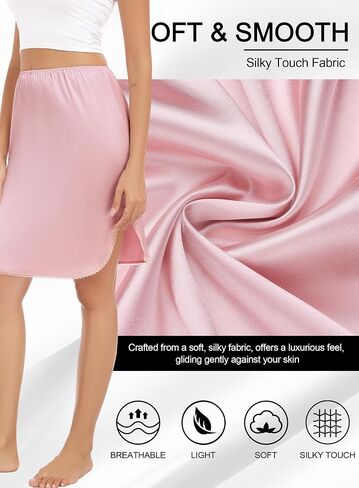 Lovasy Half Slips for Women Silk Underskirt Anti-Static Mini Mini Skirt مع فستان ساتان من الدانتيل الزهري للتنورة in Kuwait