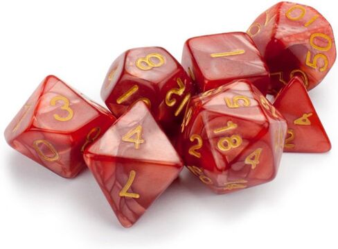 Wiz Dice Series II - مجموعة نرد متعدد السطوح لألعاب مغامرات RPG على الطاولة مع حقيبة نرد - مجموعة نرد DND، مناسبة للأبراج المحصنة والتنينات، وألعاب MTG والنرد على حد سواء - نار الجن - 7 قيراط in Kuwait