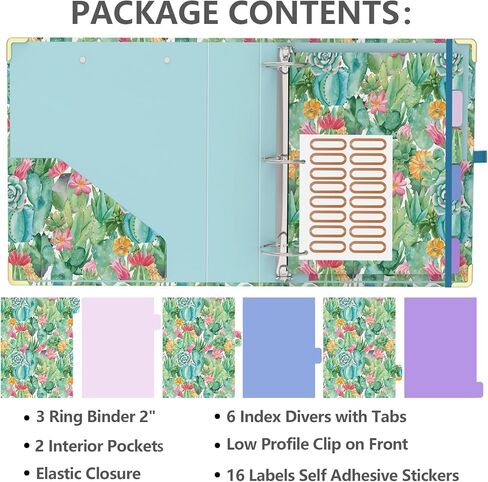 3 حلقات مجلدة مقاس 5.08 سم، مجلدات دائرية وردية لطيفة مع 6 فواصل لعلامات التبويب، ملصقات ملصقات، حافظة منخفضة المستوى مع مساحة تخزين، لوازم مكتبية مدرسية أنيقة (ابق إيجابيًا) in Kuwait