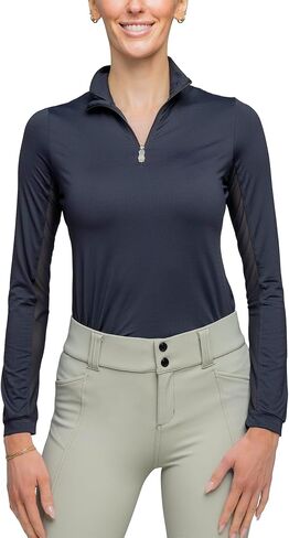 Kastel Denmark Solid Base Layer Activewear | Long Sleeve Sun Protection | 1/4 Zip Womens Golf, Equestrian Apparel in Saudi Arabia